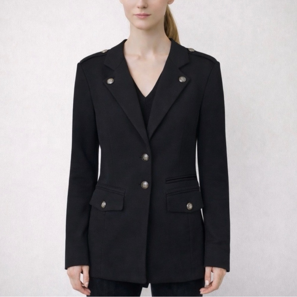 Armani Exchange Navy Military Blazer Gold Button Tailored Jacket | XS